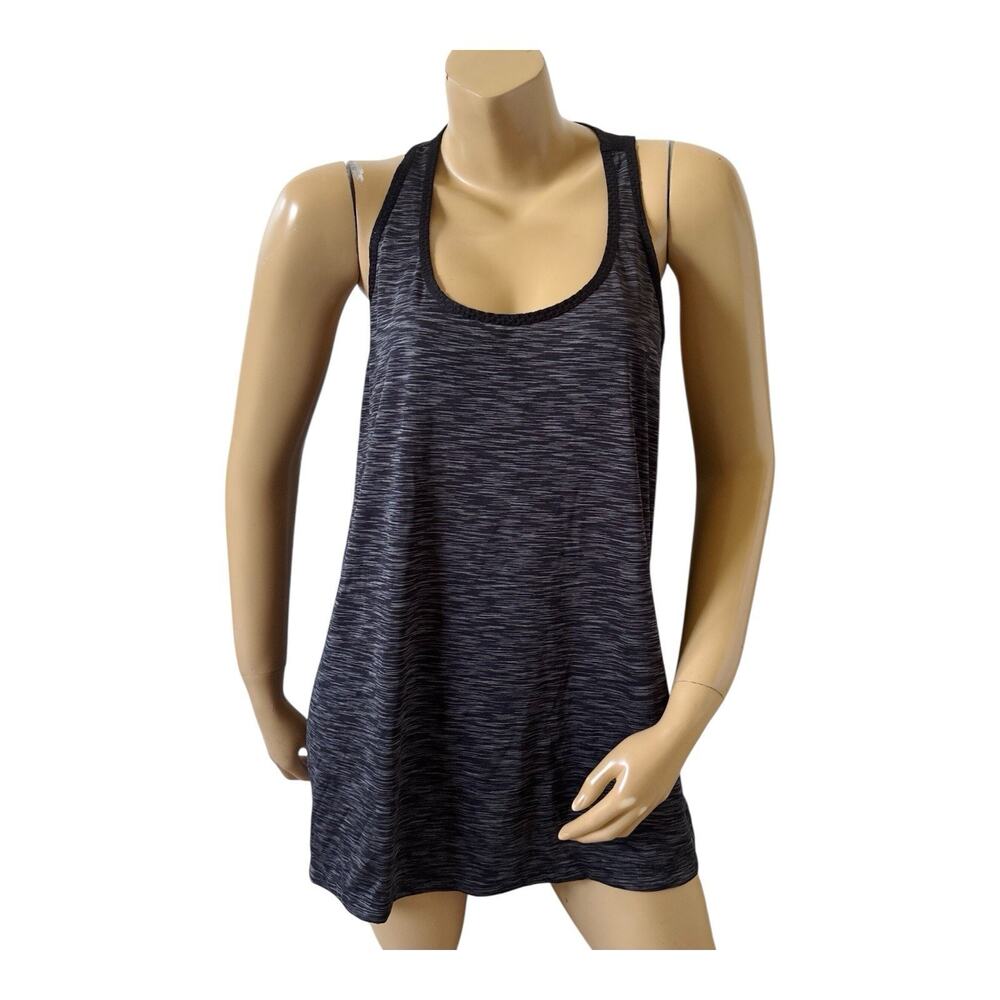 Avia Athletic Tank Top Womens XXL Gray Black Space Dye Mesh Back Racerback